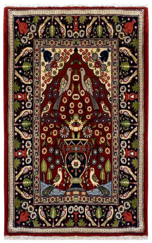 26741-Sarough Hand-Knotted/Handmade Persian Rug/Carpet Traditional Authentic/ Size: 3'1"x 2'3"/94cm x 69cm