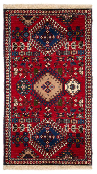 26792-Yalameh Hand-Knotted/Handmade Persian Rug/Carpet Tribal/Nomadic Authentic/ Size: 3'2" x 1'8"