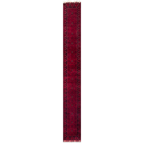 26909-Khal Mohammad Hand-Knotted/Handmade Afghan Rug/Carpet Traditional/Authentic/Size: 19'3" x 2'8"/587cm x 81cm