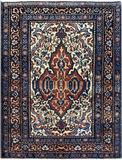 27060- Isfahan Persian Hand-Knotted Authentic/Traditional Carpet/Rug/ Size: 4'7" x 3'6"/140cm x 107cm
