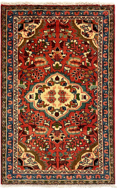27185-Hamadan Hand-Knotted/Handmade Persian Rug/Carpet Tribal/Nomadic Authentic/ Size: 3'11" x 2'5"/120cm x 74cm