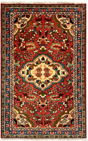 27185-Hamadan Hand-Knotted/Handmade Persian Rug/Carpet Tribal/Nomadic Authentic/ Size: 3'11" x 2'5"/120cm x 74cm