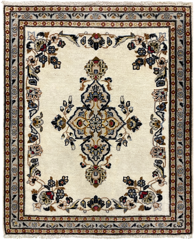 27186-Kashan Hand-Knotted/Handmade Persian Rug/Carpet Traditional/Authentic/Size: 3'6" x 2'10" /108cm x 87cm