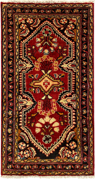 27191-Hamadan Hand-Knotted/Handmade Persian Rug/Carpet Tribal/Nomadic Authentic/ Size: 4'1" x 2'2"/126cm x 66cm
