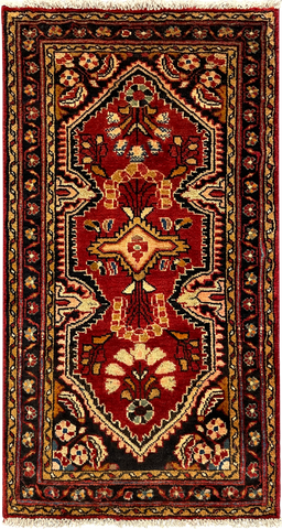 27191-Hamadan Hand-Knotted/Handmade Persian Rug/Carpet Tribal/Nomadic Authentic/ Size: 4'1" x 2'2"/126cm x 66cm