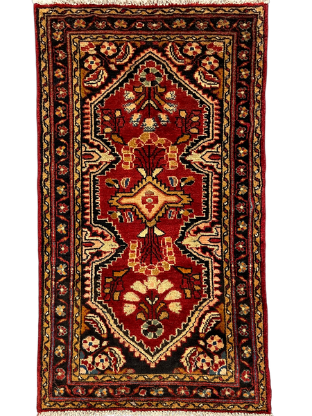 27191-Hamadan Hand-Knotted/Handmade Persian Rug/Carpet Tribal/Nomadic Authentic/ Size: 4'1" x 2'2"/126cm x 66cm