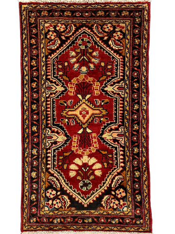 27191-Hamadan Hand-Knotted/Handmade Persian Rug/Carpet Tribal/Nomadic Authentic/ Size: 4'1" x 2'2"/126cm x 66cm