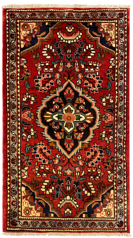 27193-Hamadan Hand-Knotted/Handmade Persian Rug/Carpet Tribal/Nomadic Authentic/ Size: 4'8" x 2'7"/142cm x 78cm