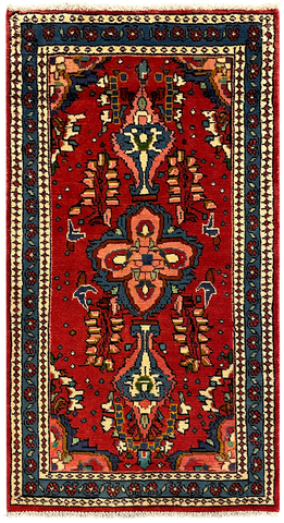 27194-Hamadan Hand-Knotted/Handmade Persian Rug/Carpet Tribal/Nomadic Authentic/ Size: 4'5" x 2'5"/135cm x 74cm