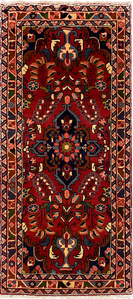 27195-Hamadan Hand-Knotted/Handmade Persian Rug/Carpet Tribal/Nomadic Authentic/ Size: 5'3" x 2'4"/159cm x 70cm