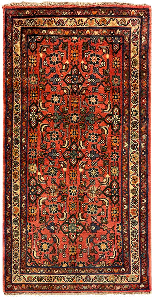 27196-Hamadan Hand-Knotted/Handmade Persian Rug/Carpet Tribal/Nomadic Authentic/ Size: 4'10" x 2'6"/148cm x 77cm