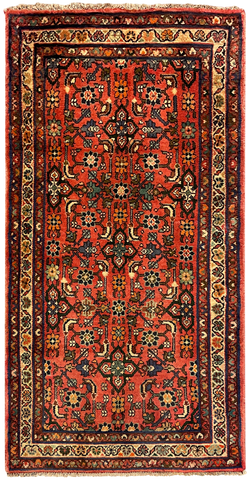 27196-Hamadan Hand-Knotted/Handmade Persian Rug/Carpet Tribal/Nomadic Authentic/ Size: 4'10" x 2'6"/148cm x 77cm