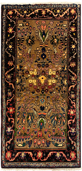 27206-Hamadan Hand-Knotted/Handmade Persian Rug/Carpet Tribal/Nomadic Authentic/ Size: 5'3" x 2'6"/159cm x 75cm