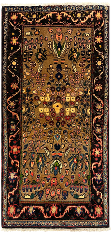 27206-Hamadan Hand-Knotted/Handmade Persian Rug/Carpet Tribal/Nomadic Authentic/ Size: 5'3" x 2'6"/159cm x 75cm