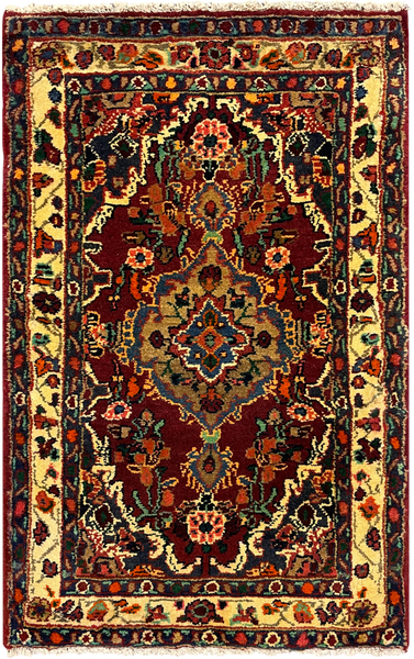 27211-Hamadan Hand-Knotted/Handmade Persian Rug/Carpet Tribal/Nomadic Authentic/ Size: 3'1" x 1'11"/95cm x 59cm