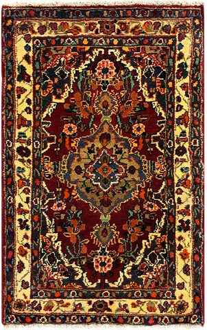 27211-Hamadan Hand-Knotted/Handmade Persian Rug/Carpet Tribal/Nomadic Authentic/ Size: 3'1" x 1'11"/95cm x 59cm