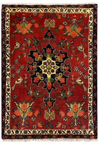27223-Hamadan Hand-Knotted/Handmade Persian Rug/Carpet Tribal/Nomadic Authentic/ Size: 3'3" x 2'3"/98cm x 70cm