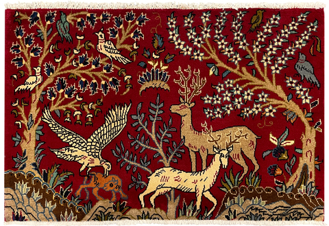 27224-Kashan Hand-Knotted/Handmade Persian Rug/Carpet Traditional/Authentic/Size: 3'3" x 2'3" /100cm x 68cm