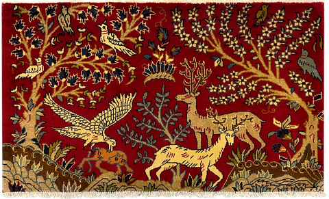 27225-Kashan Hand-Knotted/Handmade Persian Rug/Carpet Traditional/Authentic/Size: 3'5" x 2'1" /103cm x 64cm
