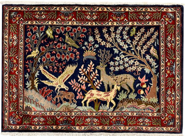 27254-Kashan Hand-Knotted/Handmade Persian Rug/Carpet Traditional/Authentic/Size: 3'3" x 2'5" /100cm x 74cm