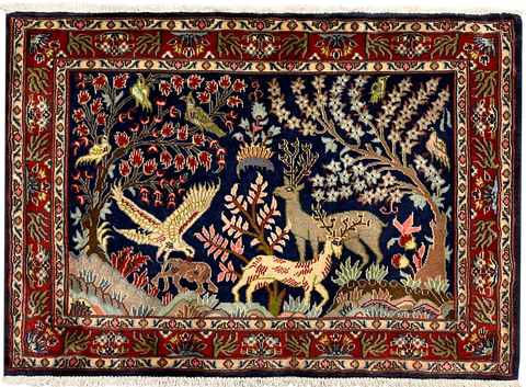 27254-Kashan Hand-Knotted/Handmade Persian Rug/Carpet Traditional/Authentic/Size: 3'3" x 2'5" /100cm x 74cm