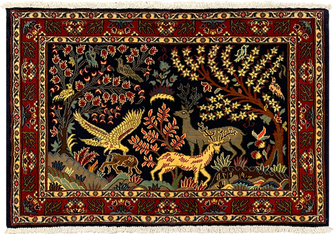 27255-Kashan Hand-Knotted/Handmade Persian Rug/Carpet Traditional/Authentic/Size: 3'3" x 2'4" /98cm x 70cm
