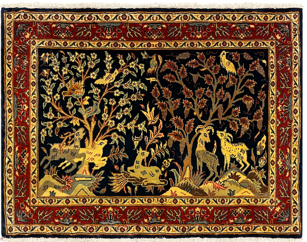 27258-Kashan Hand-Knotted/Handmade Persian Rug/Carpet Traditional/Authentic/Size: 3'3" x 2'7" /99cm x 80cm