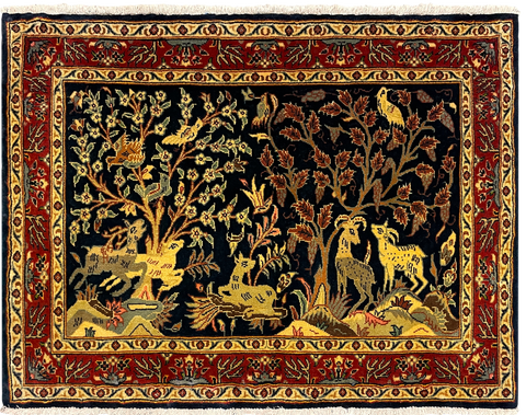 27258-Kashan Hand-Knotted/Handmade Persian Rug/Carpet Traditional/Authentic/Size: 3'3" x 2'7" /99cm x 80cm
