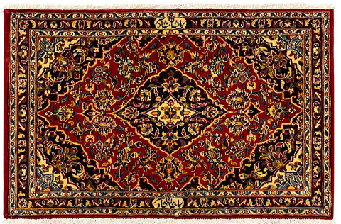 27259-Kashan Hand-Knotted/Handmade Persian Rug/Carpet Traditional/Authentic/Size: 3'3" x 2'2" /100cm x 65cm
