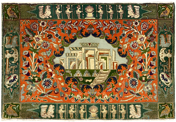 27261- Tabriz Persian Hand-knotted Carpet Authentic/Traditional Carpet/Rug/Size: 2'11" x 2'0"/89cm x 61cm