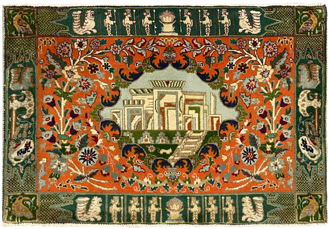 27261- Tabriz Persian Hand-knotted Carpet Authentic/Traditional Carpet/Rug/Size: 2'11" x 2'0"/89cm x 61cm
