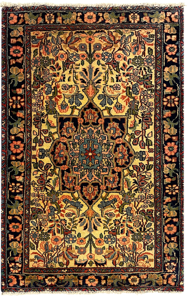 27263-Bidjar Hand-Knotted/Handmade Persian Rug/Carpet Traditional/ Authentic/ Size: 3'5"x 2'2"/104cm x 66cm