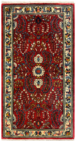 27267-Sarough Hand-Knotted/Handmade Persian Rug/Carpet Traditional Authentic/ Size: 4'1"x 2'2"/125cm x 66cm