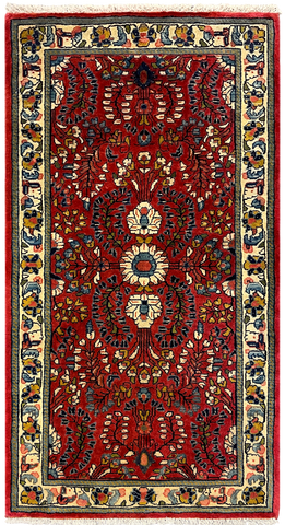 27267-Sarough Hand-Knotted/Handmade Persian Rug/Carpet Traditional Authentic/ Size: 4'1"x 2'2"/125cm x 66cm