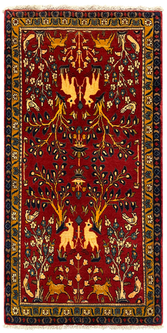 27268-Sarough Hand-Knotted/Handmade Persian Rug/Carpet Traditional Authentic/ Size: 4'7"x 2'3"/140cm x 69cm