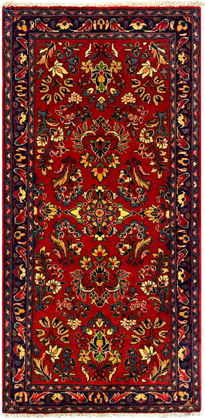 27269-Sarough Hand-Knotted/Handmade Persian Rug/Carpet Traditional Authentic/ Size: 4'2"x 2'0"/128cm x 62cm