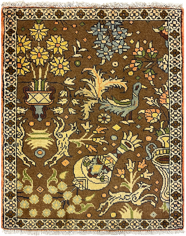 27275-Hamadan Hand-Knotted/Handmade Persian Rug/Carpet Tribal/Nomadic Authentic/ Size: 2'9" x 2'2"/85cm x 67cm