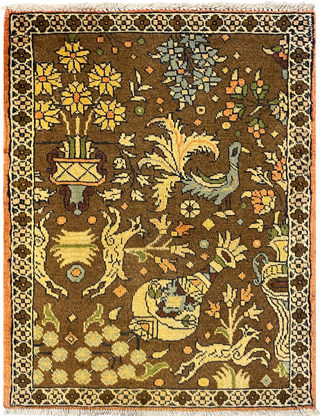 27277-Hamadan Hand-Knotted/Handmade Persian Rug/Carpet Tribal/Nomadic Authentic/ Size: 2'9" x 2'1"/85cm x 63cm