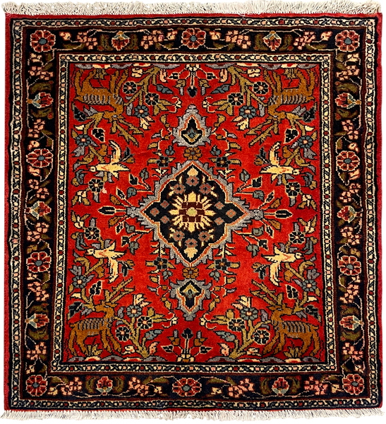 27278-Hamadan Hand-Knotted/Handmade Persian Rug/Carpet Tribal/Nomadic Authentic/ Size: 2'10" x 2'7"/87cm x 78cm