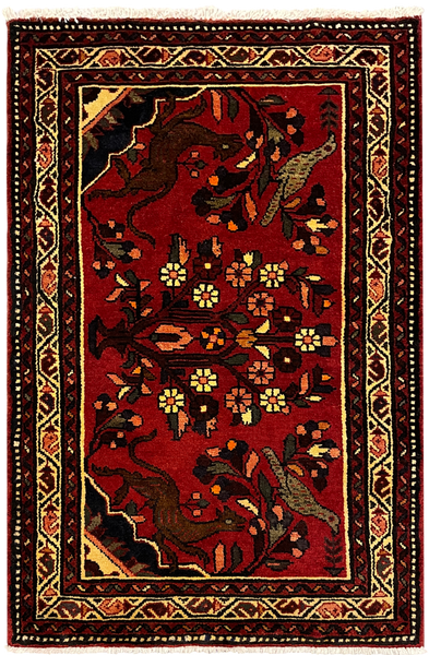 27279-Hamadan Hand-Knotted/Handmade Persian Rug/Carpet Tribal/Nomadic Authentic/ Size: 4'0" x 2'7"/122cm x 78cm