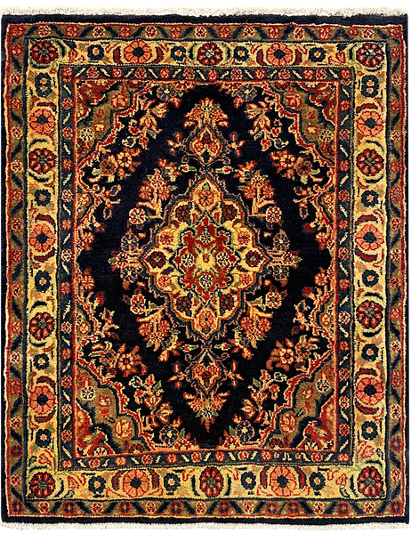 27280-Hamadan Hand-Knotted/Handmade Persian Rug/Carpet Tribal/Nomadic Authentic/ Size: 3'9" x 2'11"/115cm x 90cm