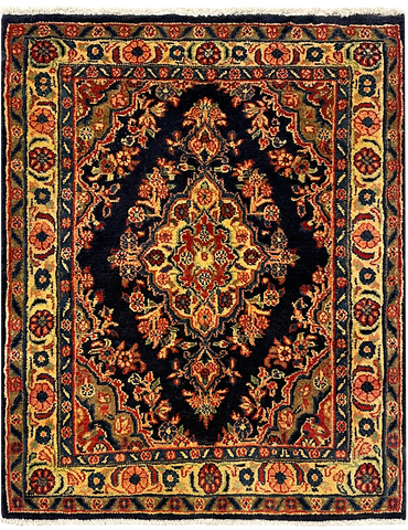 27280-Hamadan Hand-Knotted/Handmade Persian Rug/Carpet Tribal/Nomadic Authentic/ Size: 3'9" x 2'11"/115cm x 90cm