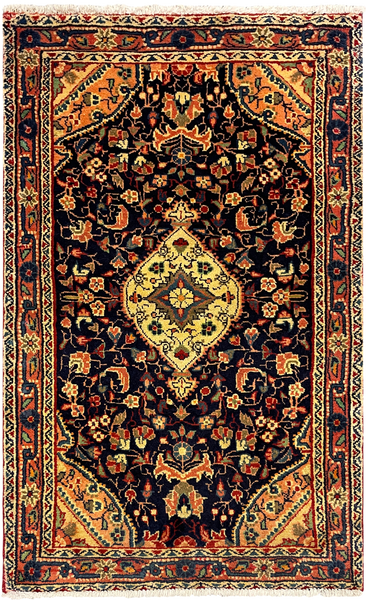 27281-Hamadan Hand-Knotted/Handmade Persian Rug/Carpet Tribal/Nomadic Authentic/ Size: 4'1" x 2'6"/124cm x 75cm