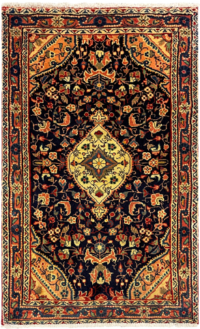 27281-Hamadan Hand-Knotted/Handmade Persian Rug/Carpet Tribal/Nomadic Authentic/ Size: 4'1" x 2'6"/124cm x 75cm