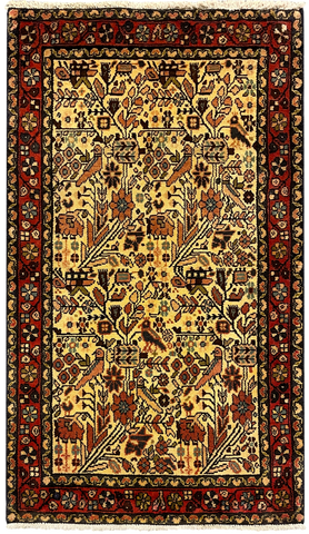 27282-Hamadan Hand-Knotted/Handmade Persian Rug/Carpet Tribal/Nomadic Authentic/ Size: 4'5" x 2'6"/134cm x 77cm