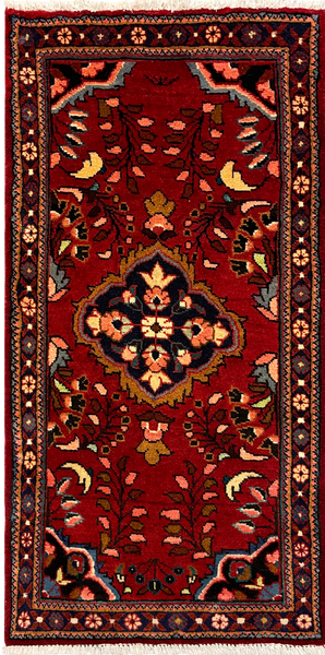 27283-Hamadan Hand-Knotted/Handmade Persian Rug/Carpet Tribal/Nomadic Authentic/ Size: 4'3" x 2'1"/130cm x 64cm