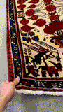 27285-Hamadan Hand-Knotted/Handmade Persian Rug/Carpet Tribal/Nomadic Authentic/ Size: 4'7" x 2'8"/111cm x 70cm