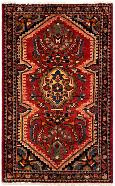27289-Hamadan Hand-Knotted/Handmade Persian Rug/Carpet Tribal/Nomadic Authentic/ Size: 4'3" x 2'7"/129cm x 79cm