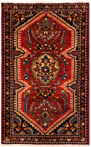 27289-Hamadan Hand-Knotted/Handmade Persian Rug/Carpet Tribal/Nomadic Authentic/ Size: 4'3" x 2'7"/129cm x 79cm