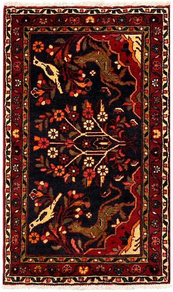 27290-Hamadan Hand-Knotted/Handmade Persian Rug/Carpet Tribal/Nomadic Authentic/ Size: 3'10" x 2'3"/117cm x 69cm